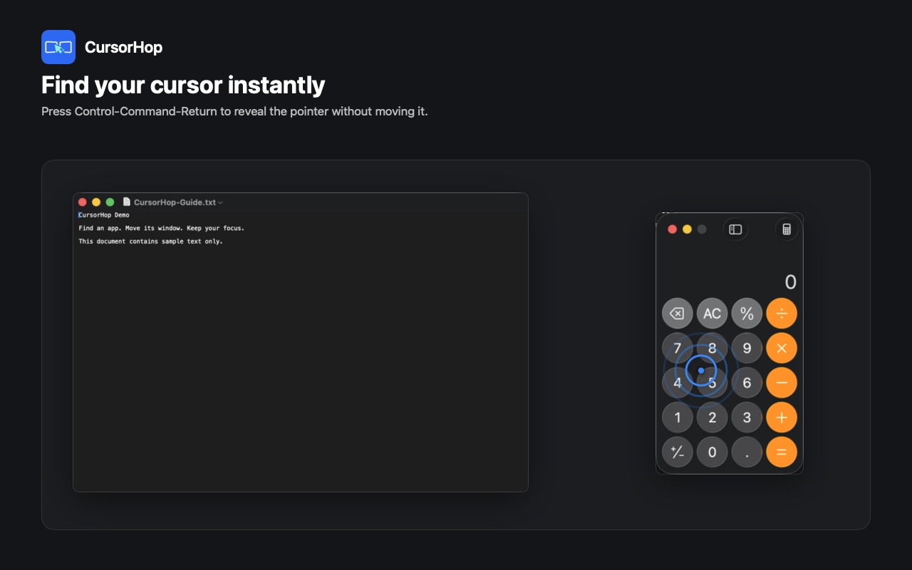 CursorHop Find Cursor animation