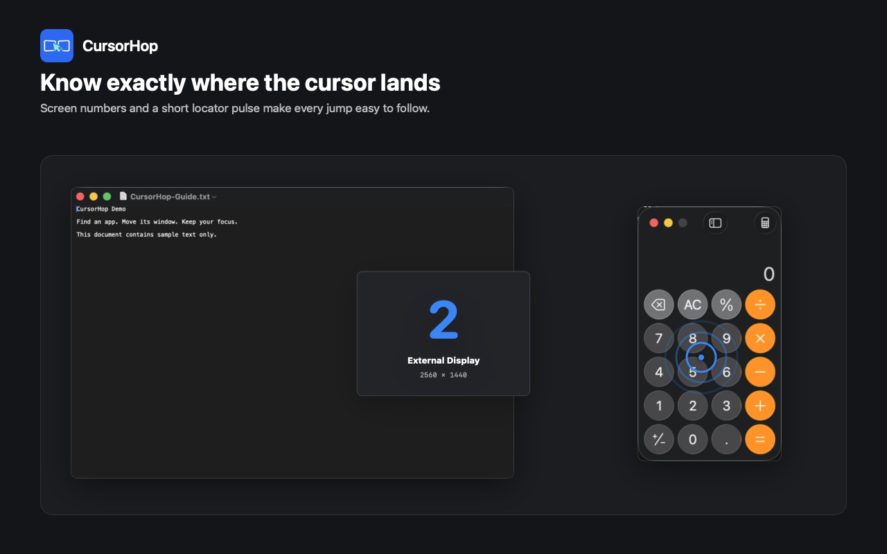 CursorHop screen number overlay